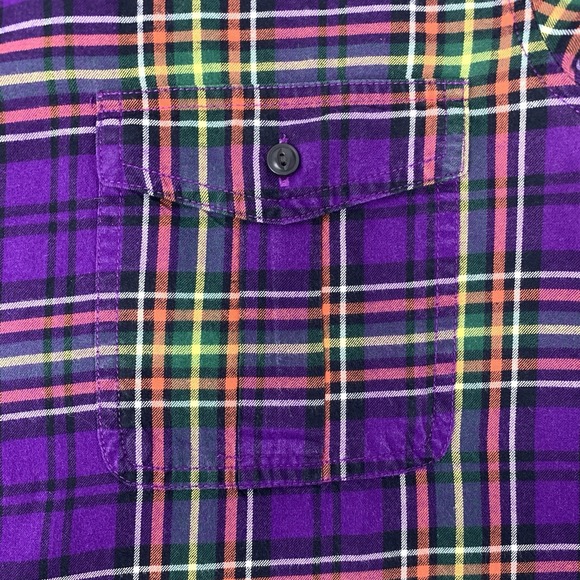 Lauren‎ Ralph Lauren Purple Plaid Long Sleeve Button Up Women's Shirt Size XL - Picture 4 of 9